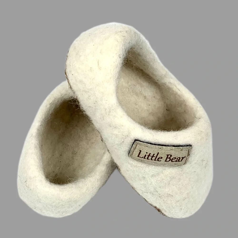 Little Bear Hand Made Shearling Infant Clog Slippers Size 6.5